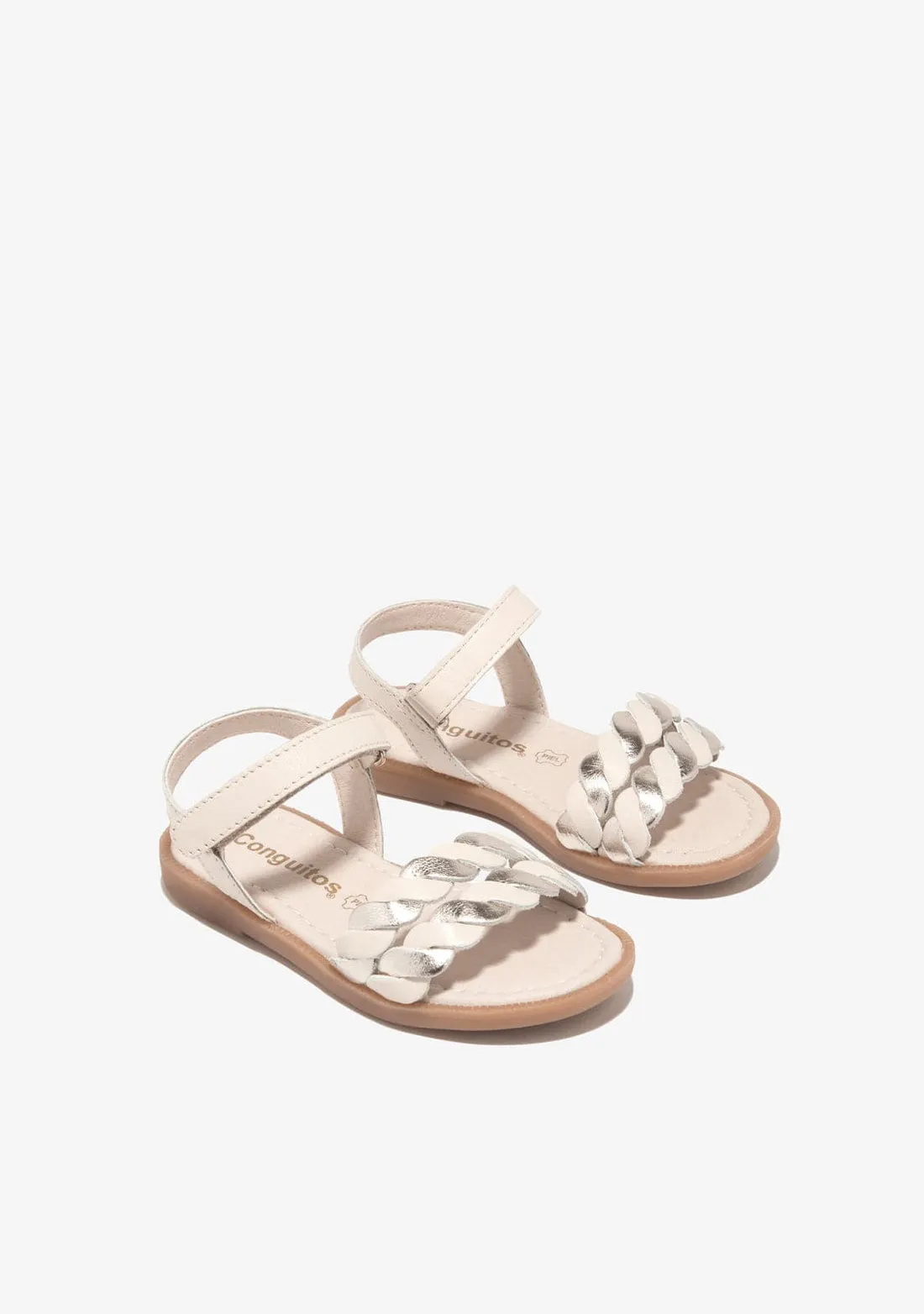 Beige and gold braid sandal