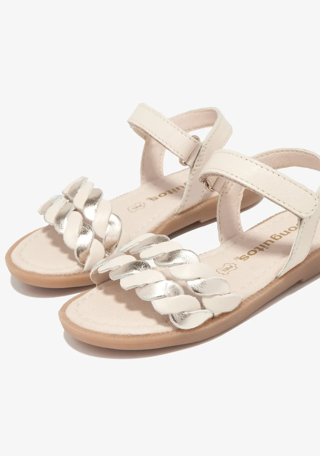 Beige and gold braid sandal