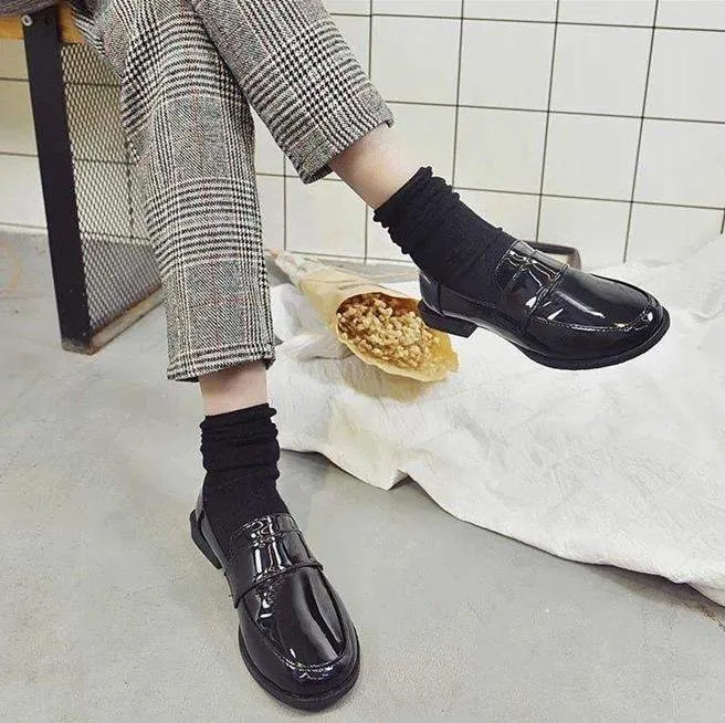 Black Matte Pu Leather Loafers Shoes
