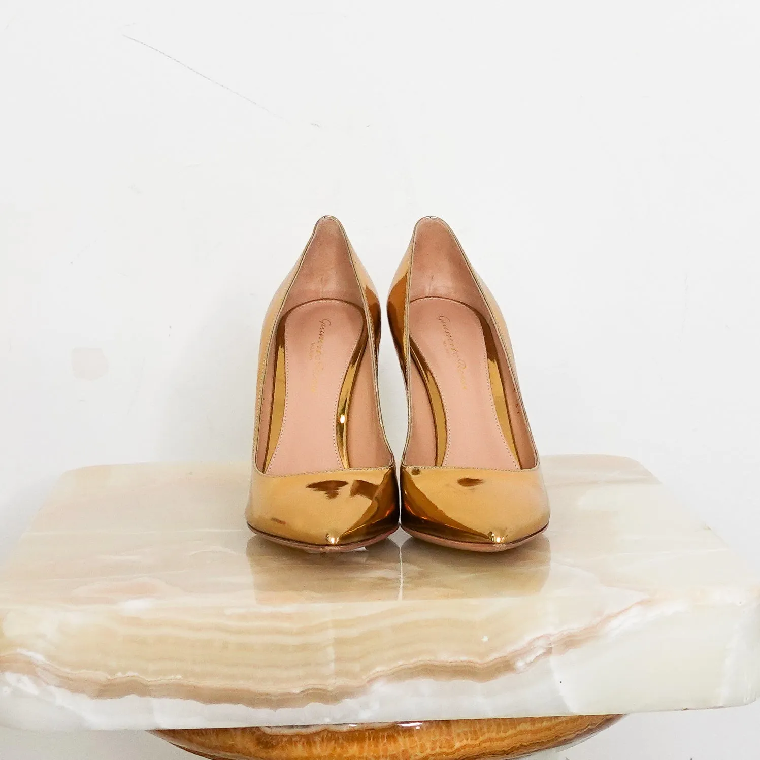 Gold high shine pointed toe  RRP £800