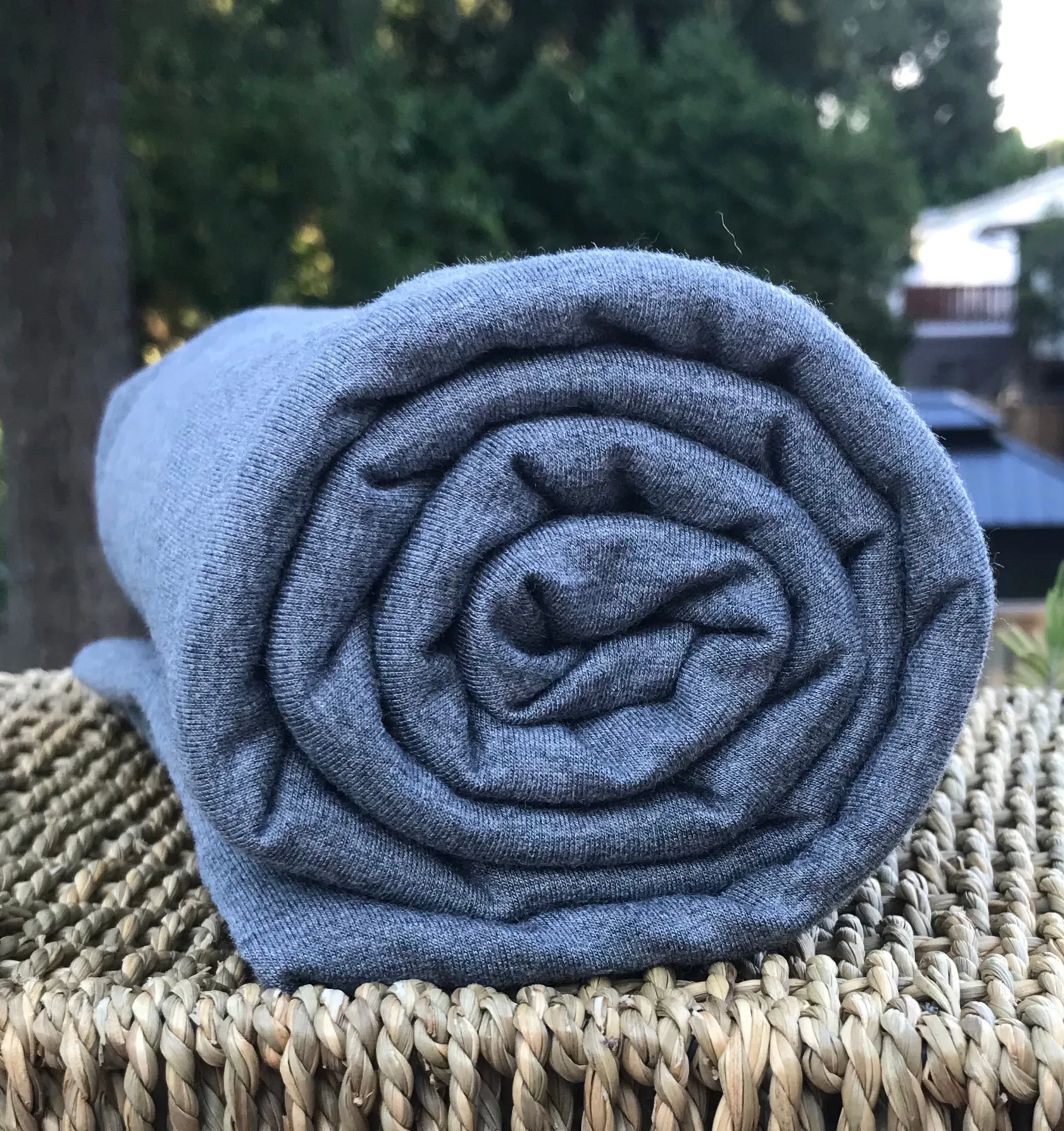 Heather Dark Grey Bamboo Cotton Stretch French Terry Fabric