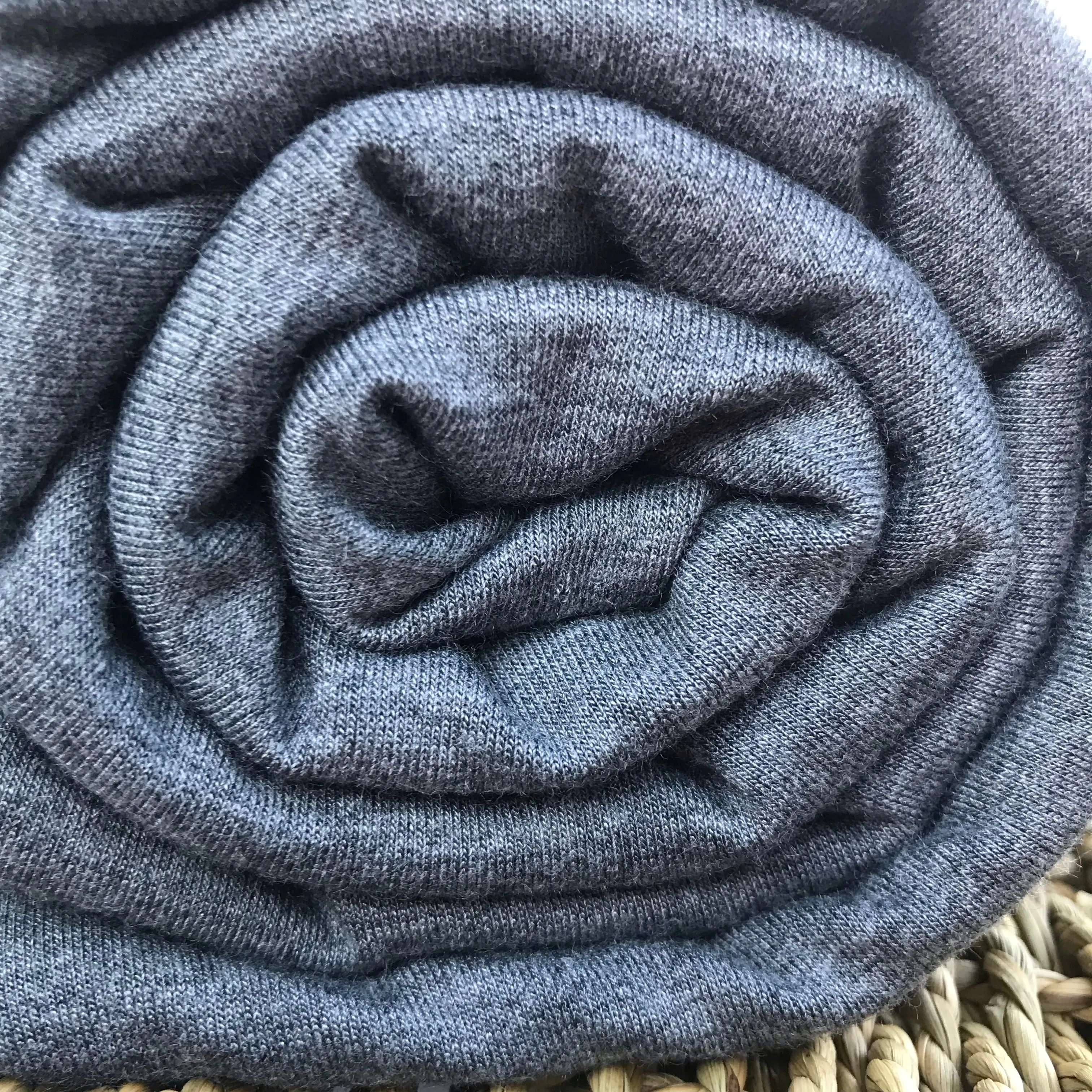 Heather Dark Grey Bamboo Cotton Stretch French Terry Fabric