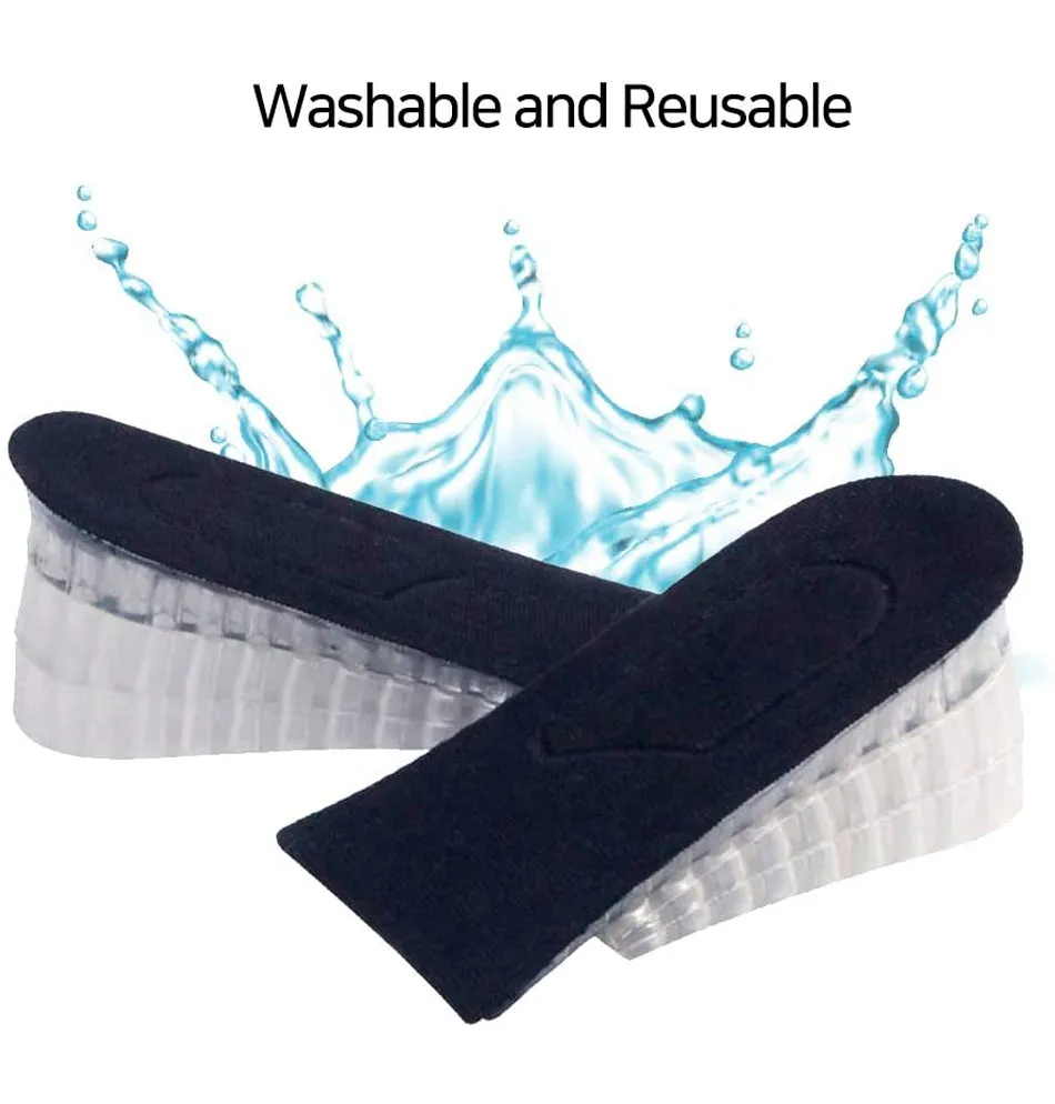 Heel Lift Inserts - Height Increase Insoles for Men & Women - Invisible Silicone Gel Cushion Shoe Pads