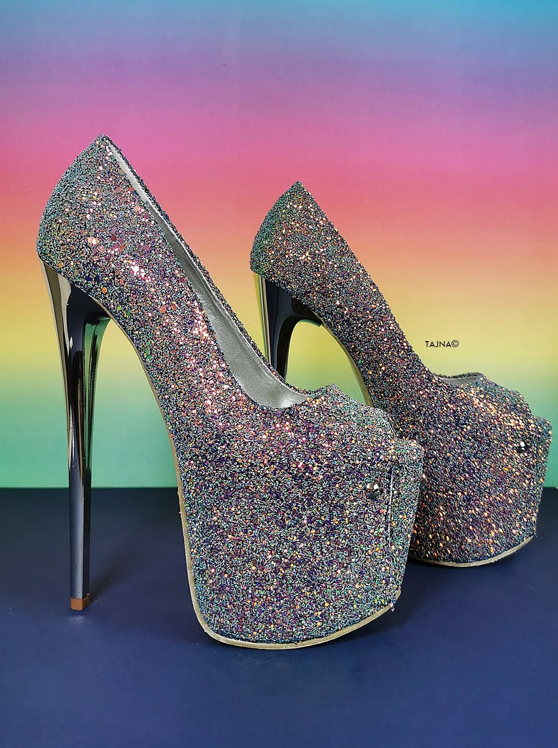Limited Collection Glitter Silver Pumps Purple