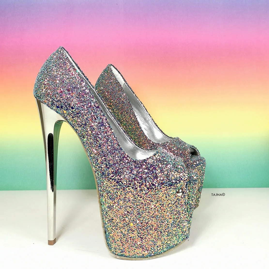 Limited Collection Glitter Silver Pumps Purple