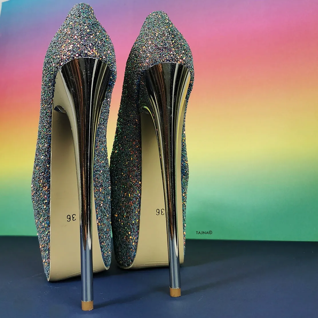 Limited Collection Glitter Silver Pumps Purple