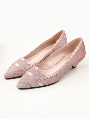 Pointed Shimmer Heels - Tea Pink