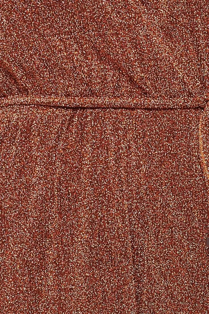 Shae Shimmery V Neck Romper Rust