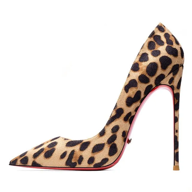Star Style Patent or Matte Leather Red Shiny Bottom Choose-Your-Heel-Height Stiletto Shoes