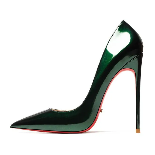 Star Style Patent or Matte Leather Red Shiny Bottom Choose-Your-Heel-Height Stiletto Shoes
