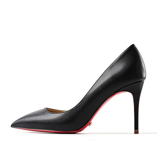 Star Style Patent or Matte Leather Red Shiny Bottom Choose-Your-Heel-Height Stiletto Shoes