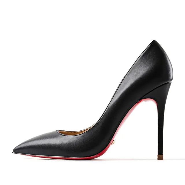 Star Style Patent or Matte Leather Red Shiny Bottom Choose-Your-Heel-Height Stiletto Shoes