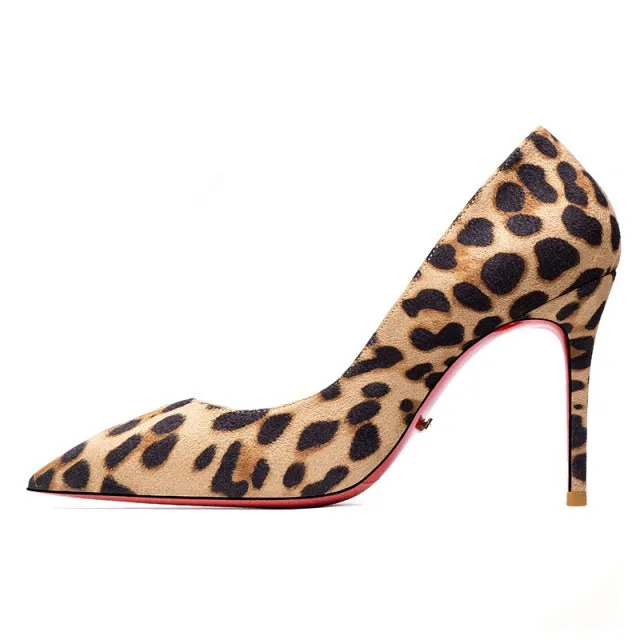 Star Style Patent or Matte Leather Red Shiny Bottom Choose-Your-Heel-Height Stiletto Shoes