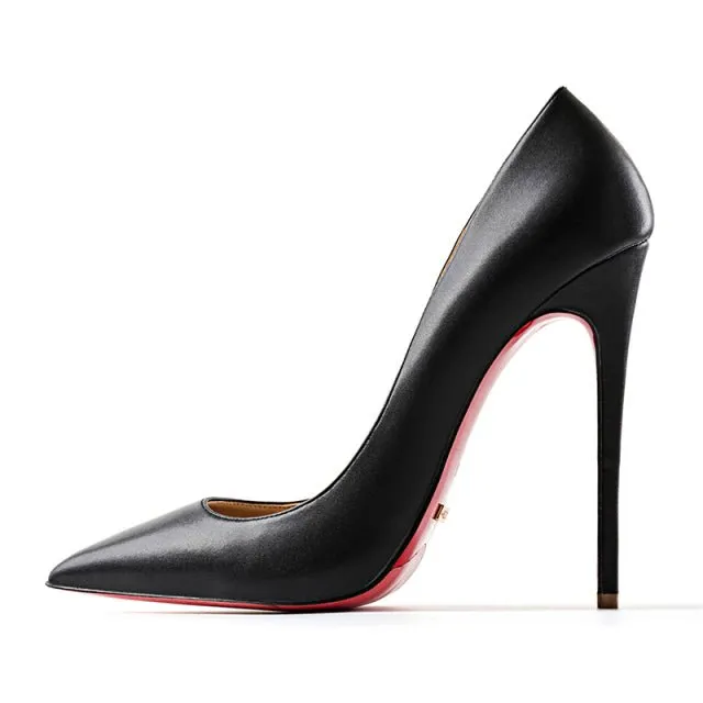 Star Style Patent or Matte Leather Red Shiny Bottom Choose-Your-Heel-Height Stiletto Shoes