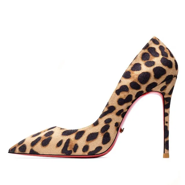 Star Style Patent or Matte Leather Red Shiny Bottom Choose-Your-Heel-Height Stiletto Shoes