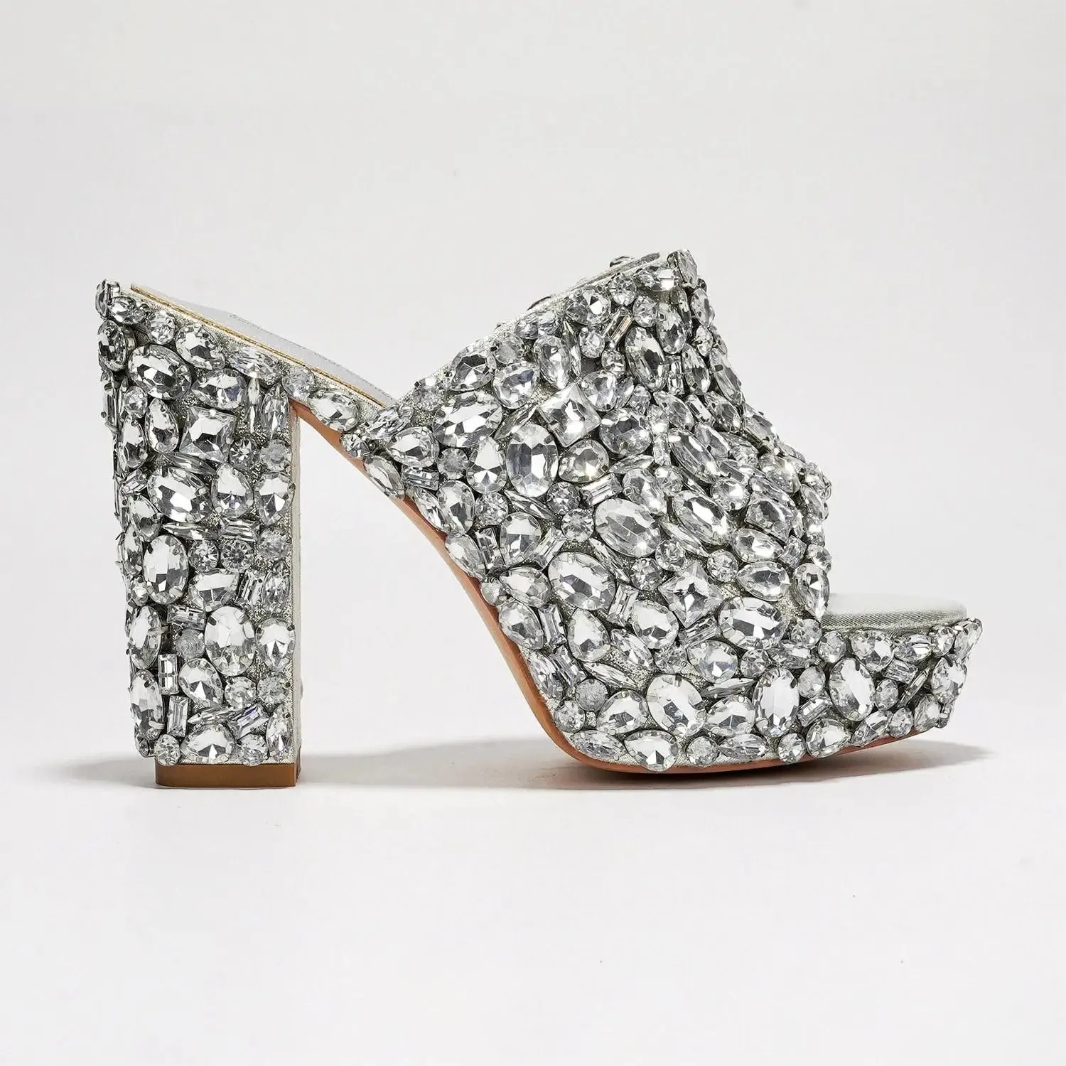Ubililia Diamond Peep Toe Platform Heels