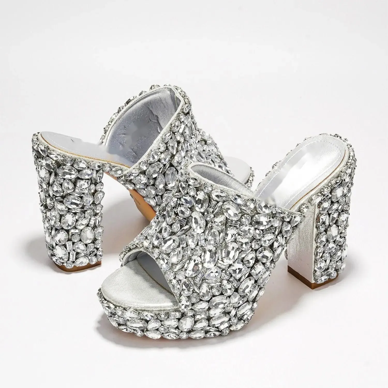 Ubililia Diamond Peep Toe Platform Heels