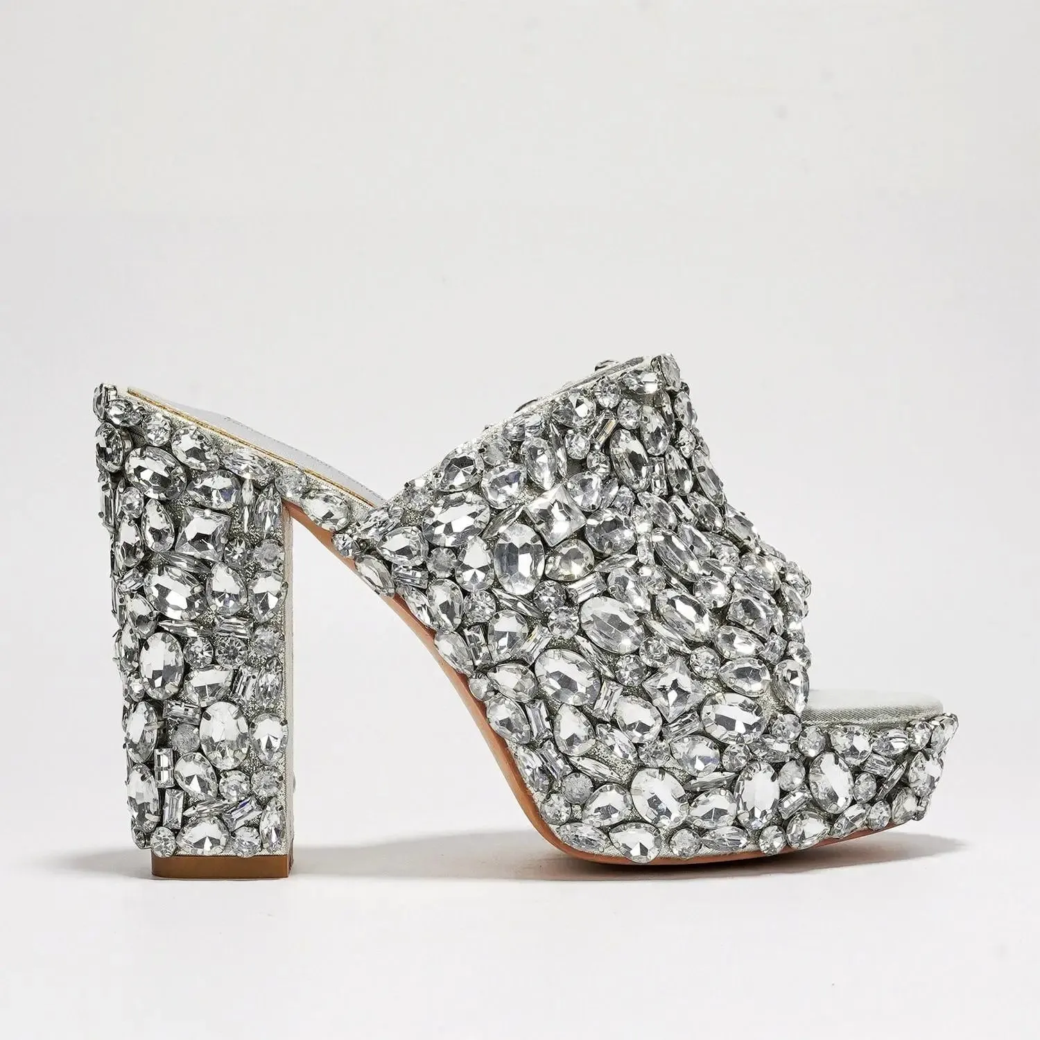 Ubililia Diamond Peep Toe Platform Heels